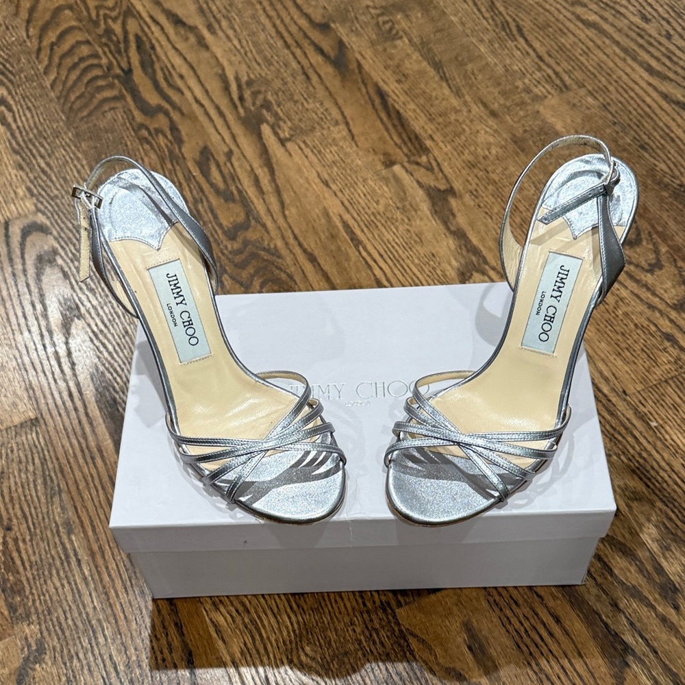 Jimmy Choo Metallic Silver Heels